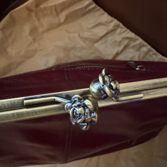 Patricia Nash Serafina Extra Large Leather Kisslock Bag in Oxblood - Picture 8 of 9